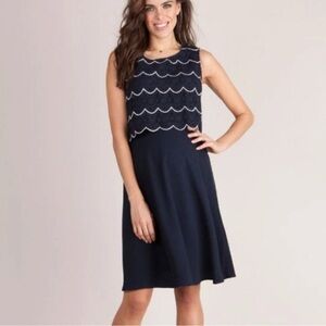 NWT Luxe by Seraphine Scalloped Crochet Lace Maternity Nursing Dress Navy 8